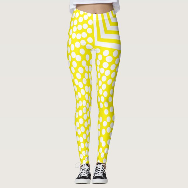 Funky Polka Dot Lines kühne Leggings (Vorderseite)