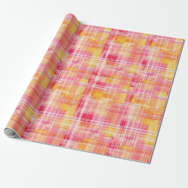 Funky Preppy Orange und Pink Kariert Wrapping Pape Geschenkpapier
