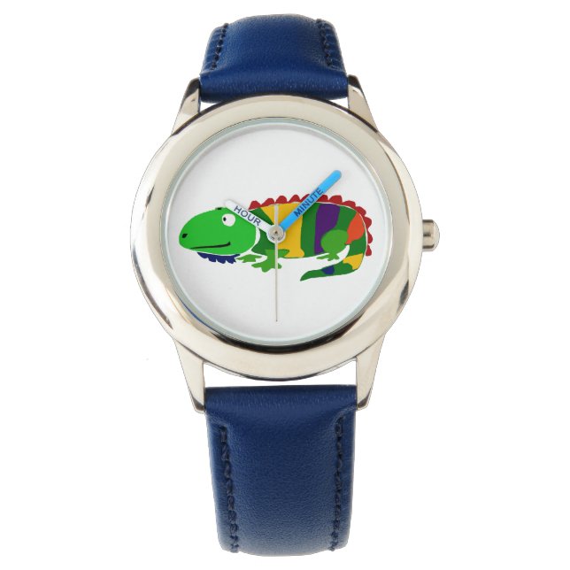 Funky Primitive Art Iguana Watch Armbanduhr (Vorderseite)