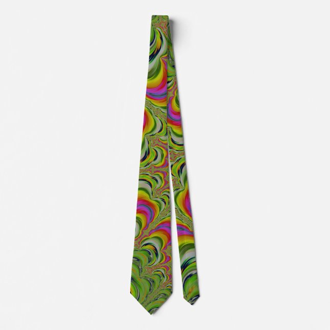 Funky Psychedelic Stripes Fraktal Abstrakt Krawatte (Vorderseite)