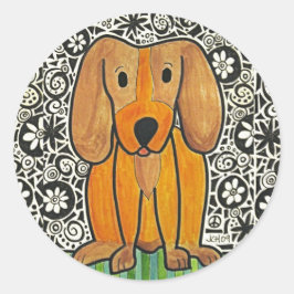 Funky Puppy Runder Aufkleber