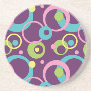 Funky Purple Circles Sandstone Coaster Getränkeuntersetzer
