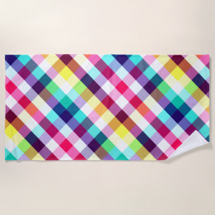 Funky Rainbow Kariert Pattern Beach Handtuch
