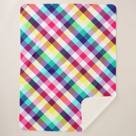 Funky Rainbow Kariert Pattern Large Sherpa Blanket Sherpadecke