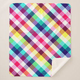 Funky Rainbow Kariert Pattern Medium Sherpa Blanke Sherpadecke