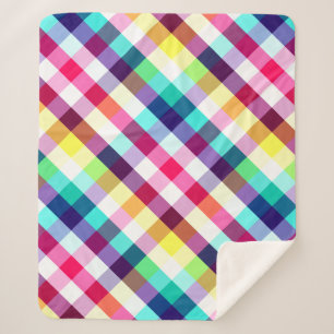 Funky Rainbow Kariert Pattern Medium Sherpa Blanke Sherpadecke