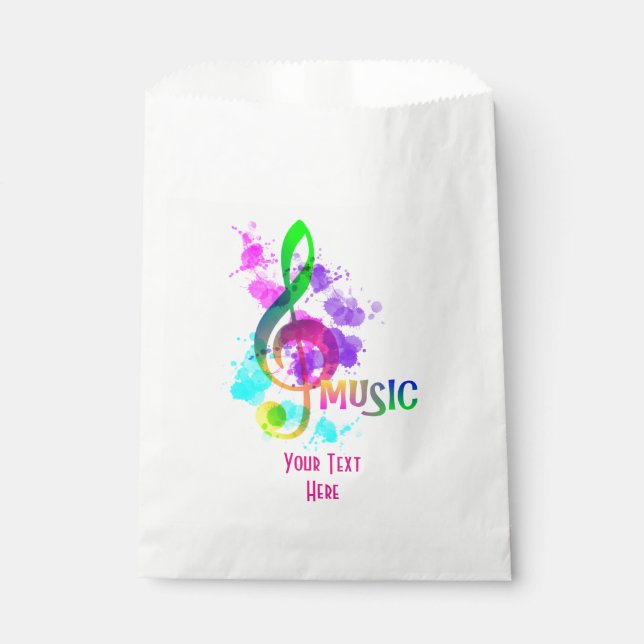 Funky Rainbow Musiknote Personalisiert Geschenktütchen (Vorderseite)