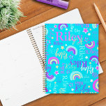 Funky rainbow stars aqua kids colorful planer<br><div class="desc">Cute originally designed graphic and text name personalized planner. This bright aqua, pink, purple, white and warm light yellow text typographical note book planner with graphic stars and funky stylized rainbows can also be customized with your own short name, currently reads Riley. Other names are available or contact me for...</div>