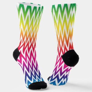Funky Rainbow Zickzack Pattern farbenfroh Socken
