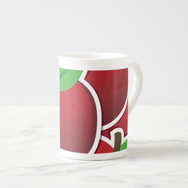 Funky Red Äpfel Prozellantasse (Vorderseite Rechts)
