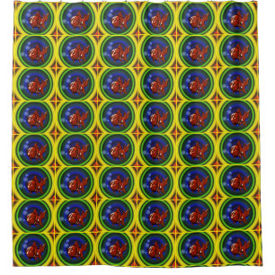 Funky Red Goldfish Animal Art Duschvorhang
