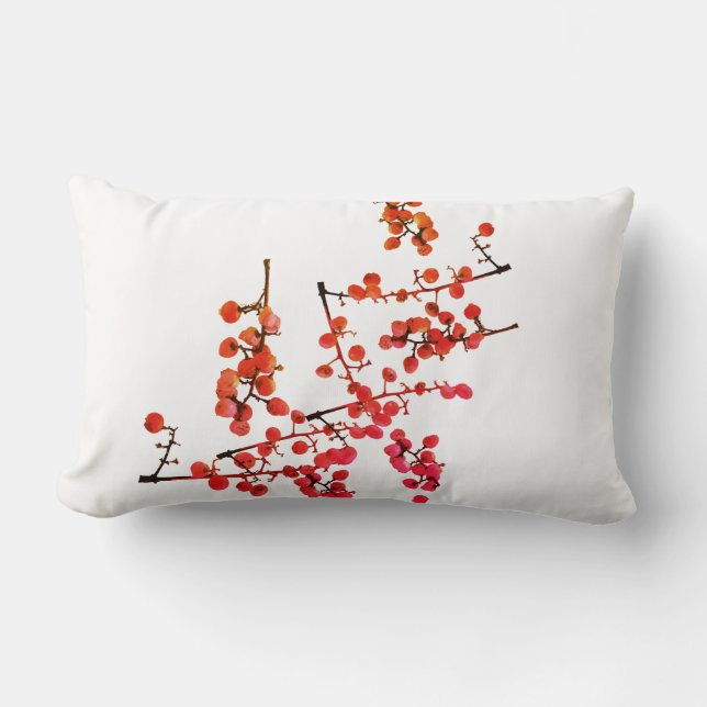 Funky Red Pepper Tree Fruit Pattern Pillow Cushion Lendenkissen (Vorderseite)