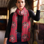 Funky Red und Green Poinsettia Chiffon Scarf Schal<br><div class="desc">Eine Sammlung schöner Schals mit Funky Poinsettias in verschiedenen Farben mit passendem Hintergrund. Sehr elegant als Geschenk oder für sich selbst.</div>