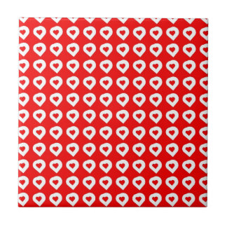 Funky Red & White Hearts Fliese