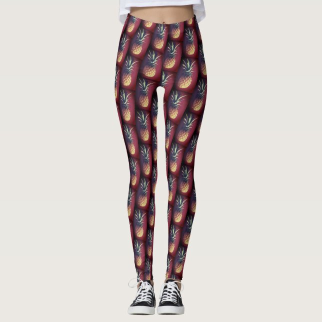 Funky Red Yummy Pineaple Leggings (Vorderseite)