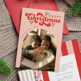 Funky Retro 70er Frory Christmas Foto Feiertagskarte