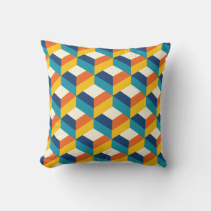 Funky Retro 80er 3D Cube geometrisches Muster Kissen