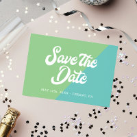 Funky Retro Aqua Blue Green Wedding rettet das Dat