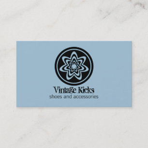 Funky Retro Bloom Business Card, hellblau Visitenkarte