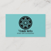 Funky Retro Bloom Business Card, Türkis