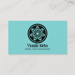Funky Retro Bloom Business Card, Türkis Visitenkarte