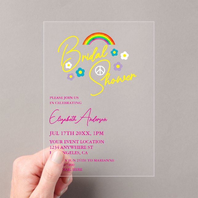 Funky Retro Bridal Shower Acryleinladungen (Insitu (Handheld))