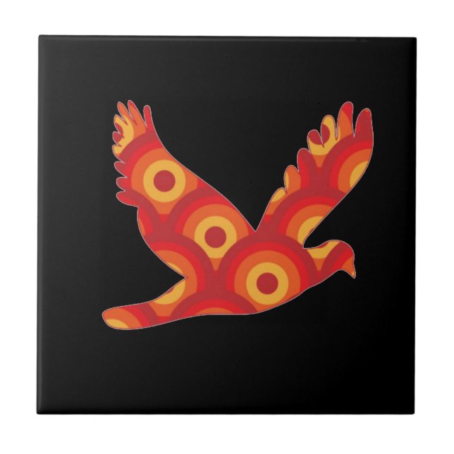 Funky Retro Circles Eagle Fliese (Vorderseite)