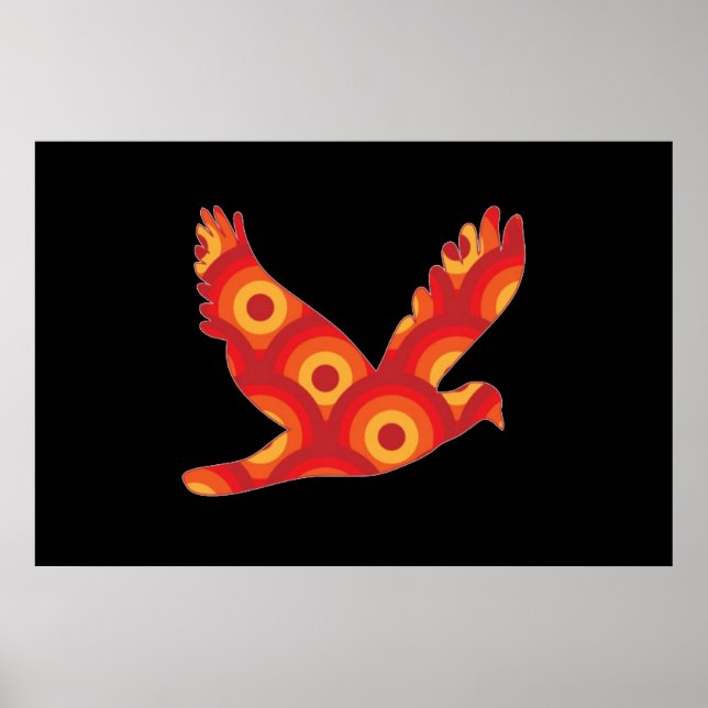 Funky Retro Circles Eagle Poster (Vorne)