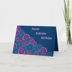 Funky Retro Circles Sobriety Carte d'anniversaire