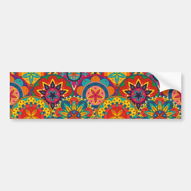 Funky Retro Colorful Mandala Pattern Autoaufkleber (Vorne)