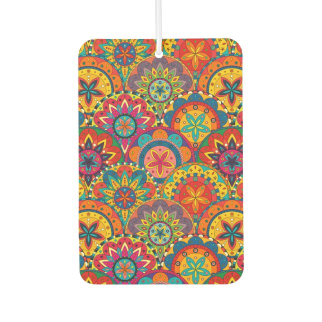 Funky Retro Colorful Mandala Pattern Autolufterfrischer (Vorderseite)
