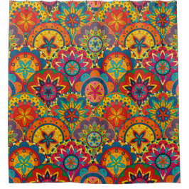 Funky Retro Colorful Mandala Pattern Duschvorhang