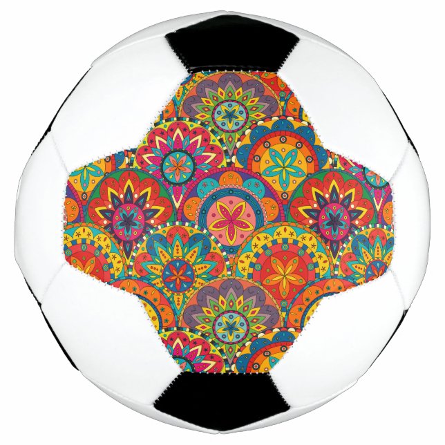 Funky Retro Colorful Mandala Pattern Fußball (Vorderseite)
