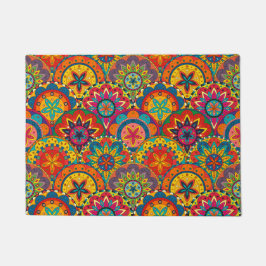 Funky Retro Colorful Mandala Pattern Fußmatte