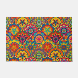 Funky Retro Colorful Mandala Pattern Fußmatte