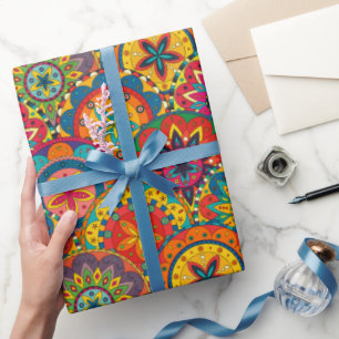 Funky Retro Colorful Mandala Pattern Geschenkpapier