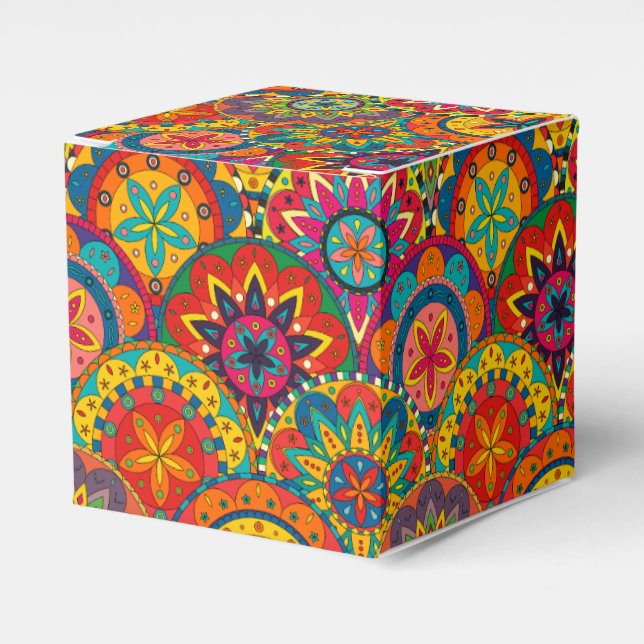 Funky Retro Colorful Mandala Pattern Geschenkschachtel (Vorderseite)