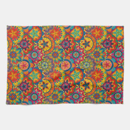 Funky Retro Colorful Mandala Pattern Küchentuch