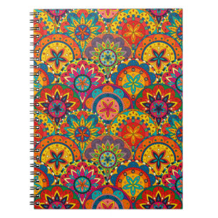 Funky Retro Colorful Mandala Pattern Notizblock