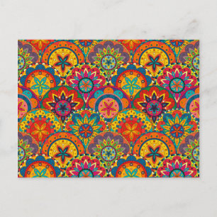 Funky Retro Colorful Mandala Pattern Postkarte