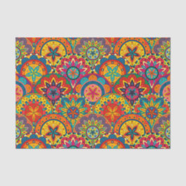 Funky Retro Colorful Mandala Pattern Seidenpapier