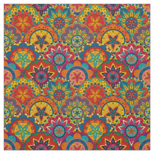 Funky Retro Colorful Mandala Pattern Stoff