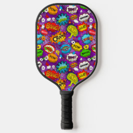 Funky Retro Comic Speech Bubbles Nahtloses Muster Pickleball Schläger