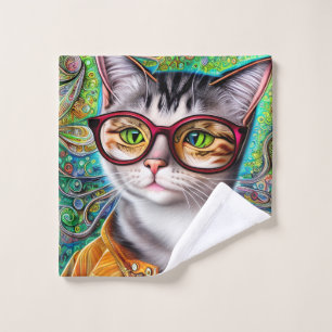 Funky Retro Cute Chat Portant des lunettes Armoire