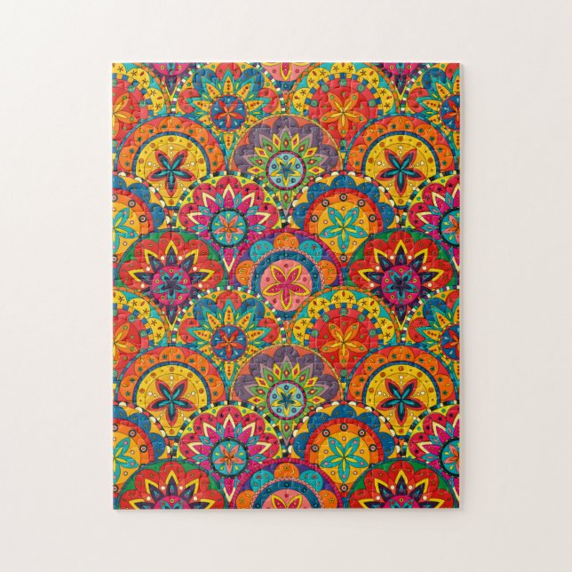 Funky Retro Farbige Mandala Muster (Vertikal)