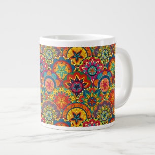 Funky Retro Farbige Mandala-Muster Jumbo-Tasse