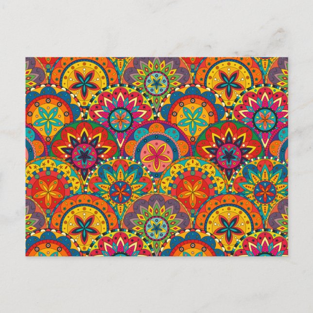 Funky Retro Farbige Mandala-Muster Postkarte (Vorderseite)