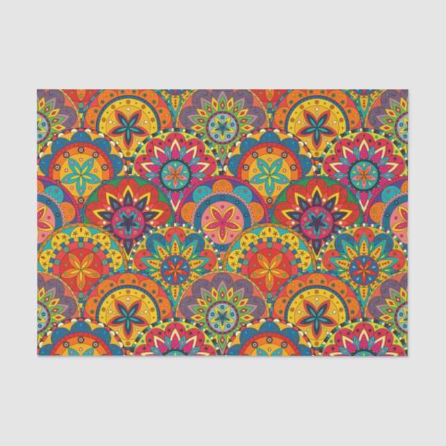 Funky Retro Farbige Mandala Muster Seidenpapier (Vorderseite)