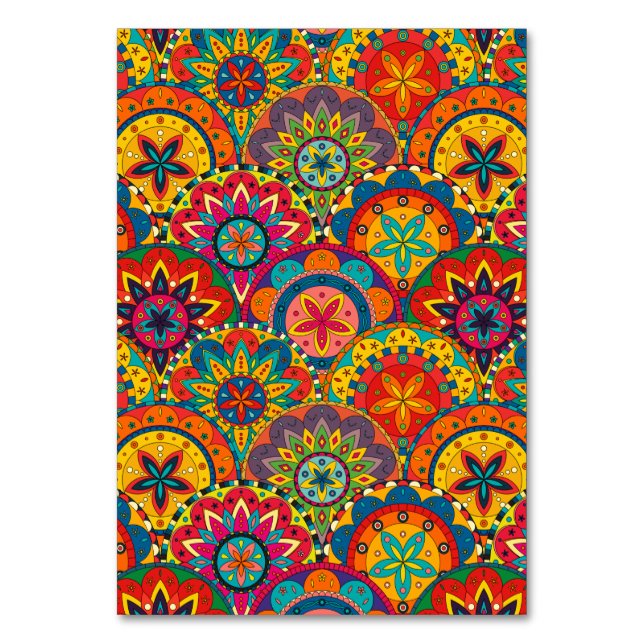 Funky Retro Farbige Mandala Muster Tischnummer (Vorderseite)