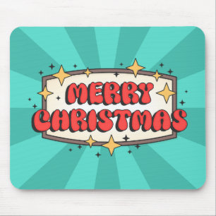 Funky Retro frohe Weihnachten Gruß Text Mousepad